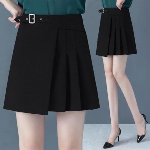 2021 Autumn Winter New Women Temperament Korean Fashion Black Skirt Irregular Slim High Waist Bag Hip Pleated Skirts S-4XL Y645