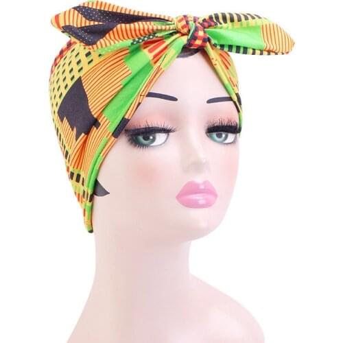 2021 New Lovely African Wind Knot Headband Elastic Bow Headband Scarf Headband Bohemian Style Womens Hair Accessories