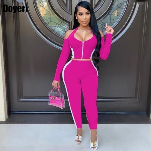 Long Sleeve Tracksuit Women 2 Piece Set Winter Fall Club Outfits Zipper Crop Top and Skinny Pants Set Two Piece Matchings Sets