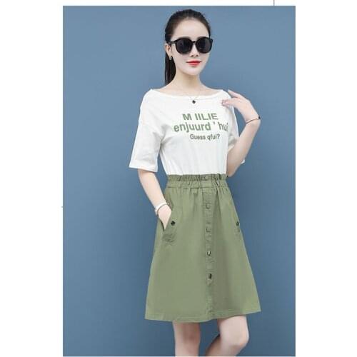 Sweet Vestidos in the long section fake two-piece splice short-sleeved letter fashion word collar elastic waist dress D281
