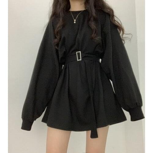 2020 Spring Summr Long Sleeves Female Dresses O-Collar Korean Fashion Loose Oversized Oversized Women Dress Tide Female Vestidos