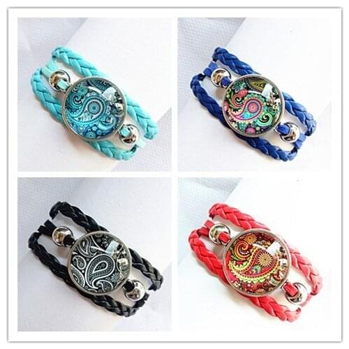 1pc Unicorn, Flamingo Glass Cabochs Ancient Silver Pink Blue Black Red National wind Charm bracelet for girls Party Gift