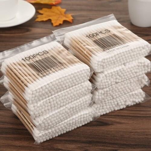 100pcs/ Pack Lint free disposable cotton swab micro wood brushes swabs ear swabs clean stick eyelash extension glue removal tool