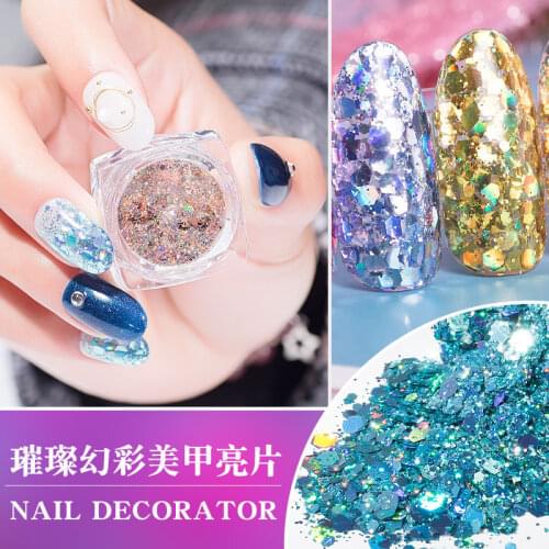 12Color Holographic Nail Powder Set - 12 Jars Flashing Crystal Diamond Sequins,Glitter Aurora Chameleon Powder,Manicure Pigment