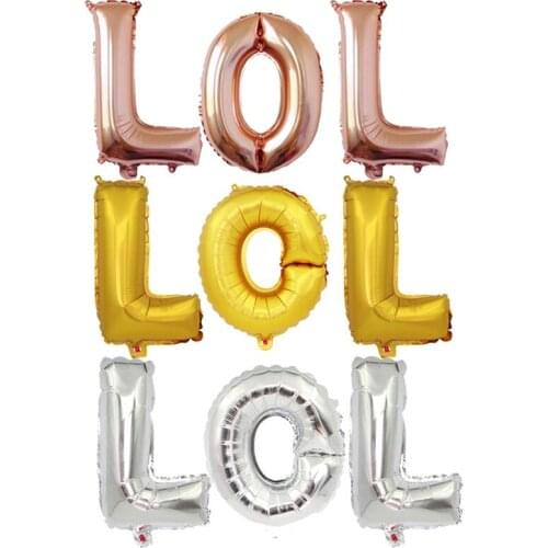 3pcs/set 16inch Rose Gold Silver Game Letter LOL Foil Balloon Summer Game Party Aluminum Baloon Kids Birthday Party Garden Decor