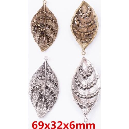 3pcs Charms leaves Pendant Bright Zinc Alloy Fit Bracelet Necklace DIY Metal Jewelry Findings 6468