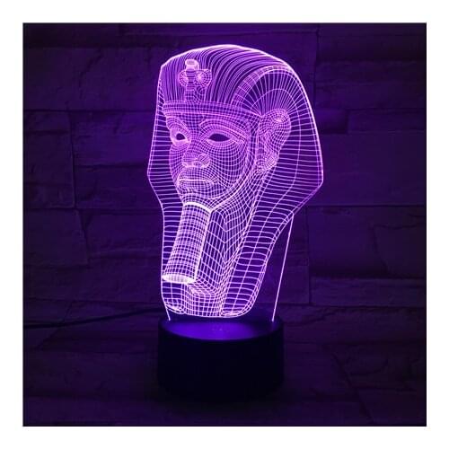 3D Lamp Egyptian Pharaoh Mummy 7 Colors with Remote for Christmas Decoration Atmosphere Battery Powered Usb Led Night Light Lamp