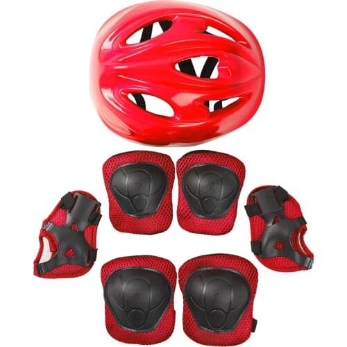 4 Kids Sports Equipment Set Outdoor Skating Cycling Protective Gear Foam Plastic Helmet with Wrist Knee Elbow Pads Sports Guards