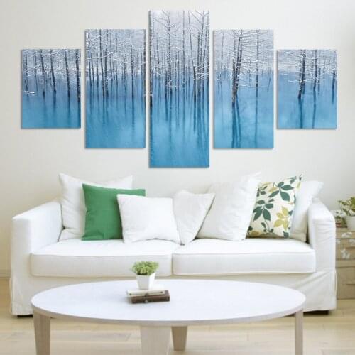 5 Pieces Abstract Hot Sell Winter Snow Scenery Modern Wall Painting Landscape Home Decorative Art Picture Paint on Canvas Prints