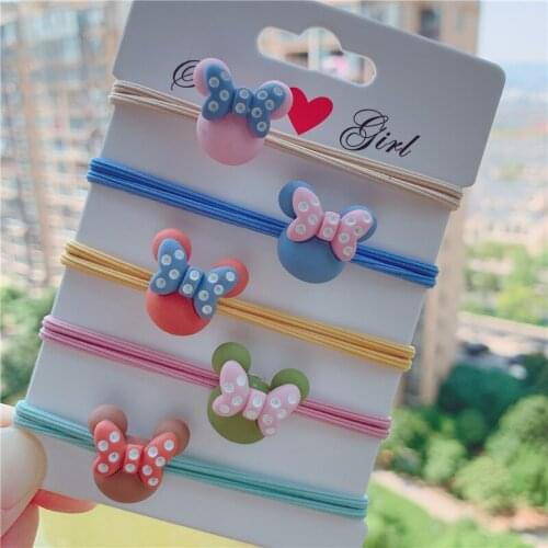 5pcs Summer Fashion Cute Animal Tie Acrylic Candy Color Knotted Headband Rubber Band Simple Hair Accessories