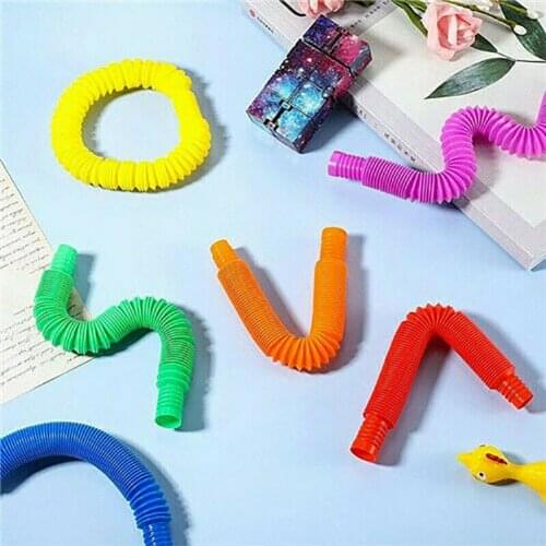 6Pcs Colorful Stretch Pull Fidget Toy Creative Pop Tubes Sensory Toys Kids Flexible Tube Toys for Kids Adults