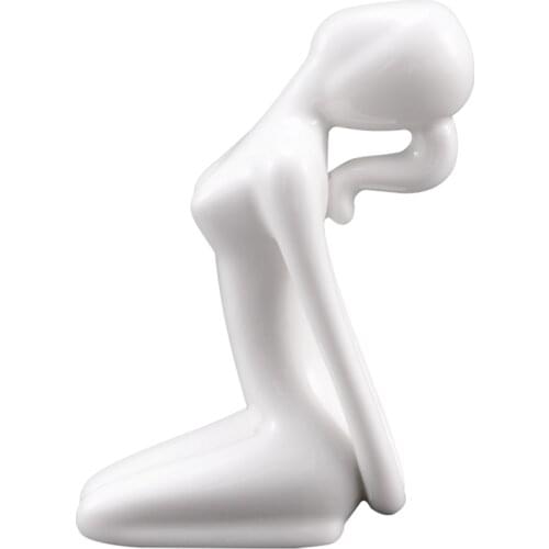 Abstract Art Ceramic Yoga Poses Figurine Porcelain Yoga Lady Figure Statue Home Yoga Studio Decor Ornament