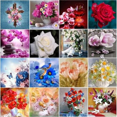 DIY rose landscape 5D diamond painting round diamond embroidery mosaic home decoration pattern childrens handmade new year