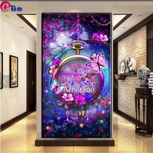 5D Diy Full Square/Round Diamond Painting Animal Embroidery Dream Clock Butterfly Flowers Pattern Cross Stitch Mosaic Home Decor
