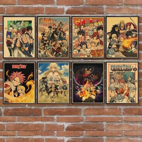 Anime Fairy Tail Anime Poster Kraft Paper Vintage Posters Home Room Art Wall Stickers
