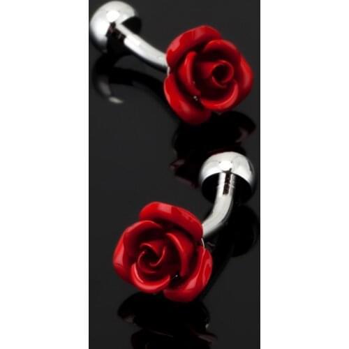 Free shipping, new red rose Cufflinks fashion mens and womens shirt Cufflinks senior designer exclusive design brand buttons