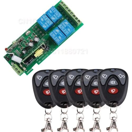 85v~250V 110V 220V 4CH RF Wireless Remote Control Relay Switch System With 5PCS Transmitter Garage Doors Electric Doors