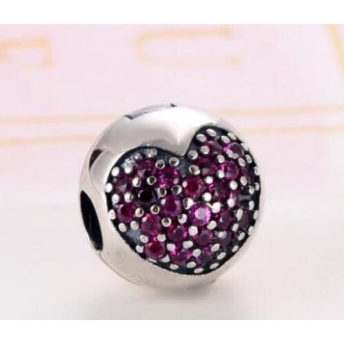 S925 Bead DIY Jewelry Love Of My Life Clips Stoppers Charm fit Lady Bracelets Bangle Pave Red CZ
