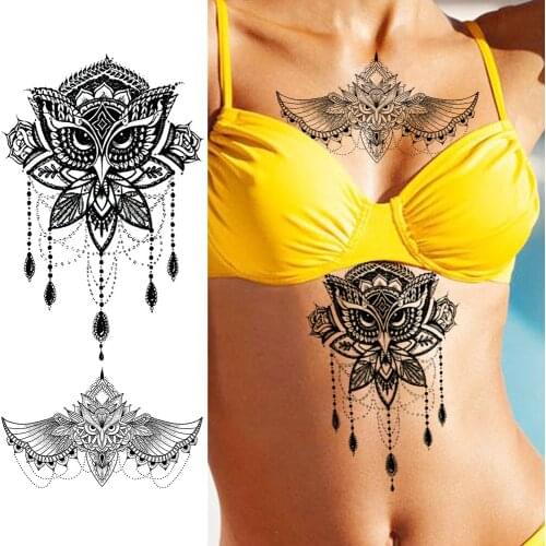 Black Henna Temporary Tattoos Sticker Fake Jewelry Mandala Flower Tattoos Waterproof Body Art Drawing Arm Wasit Tatoos For Women