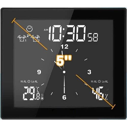 Digital LCD Screen Clock,Countdown Clock for Bathroom/Kitchen,Waterproof Wall Clock with Temperature&Humidity Display,B