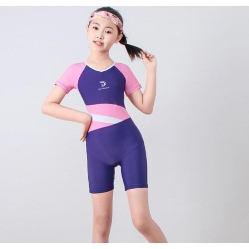 Children Swimsuit 2021 New One Piece Swimwear 8-16 Girls Sun Block Quick-dry Summer Swimming Suit Training Suit Solid Wetsuit