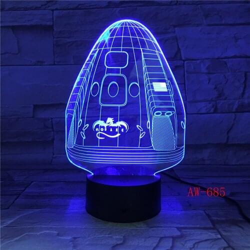 Dragon Space Capsule 7 Color Lamp 3d Visual Led Night Lights For Kid Touch Usb Table Lampara Lampe Sleeping Nightlight AW-685