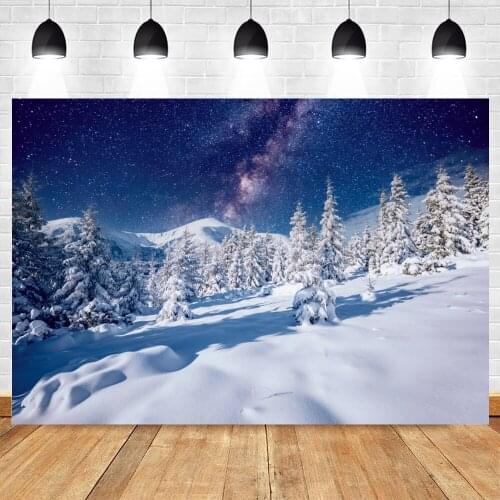 Yeele Christmas Background Winter Starry Sky Snow Forest Backdrop Newborn Photography Baby Photographic Photo Studio Photophone