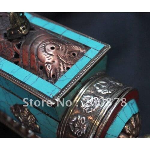 HDC0739 Tibetan metal antiqued incense burner,29*12cm,tower drawer figure,Yoga decor arts,Buddha,Free shipping