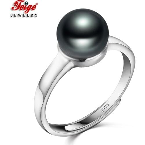 Classic 925 Sterling Silver 3 Colors Freshwater Pearl Rings for Women Party Gifts Adjustable Ring Fine Jewelry Wholesale