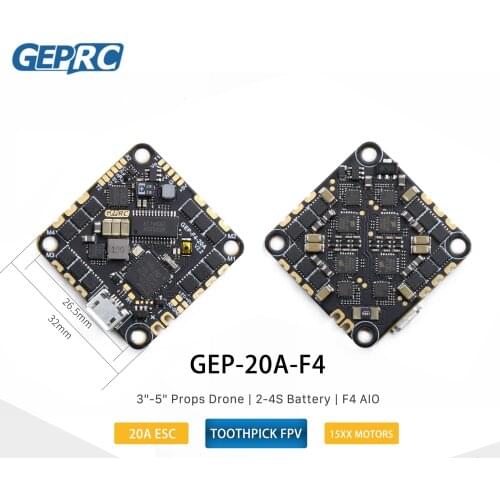 25X25mm GEPRC GEP-12A-F4 GEP-20A-F4 F411 Flight Controller BLHELIS 12A 20A 4in1 ESC AIO 4S for FPV Cinewhoop Toothpick Drones