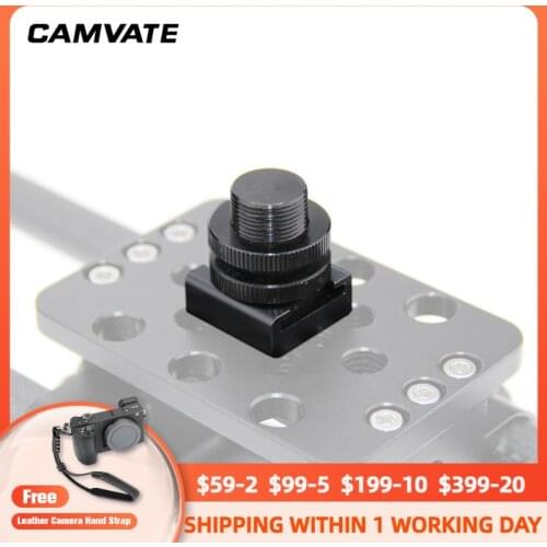 CAMVATE 1/4" Hot Cold Shoe + 5/8"-27 Thread to Flash Hot Shoe Mount Adapter for Microphone C1008 camera photography accessories