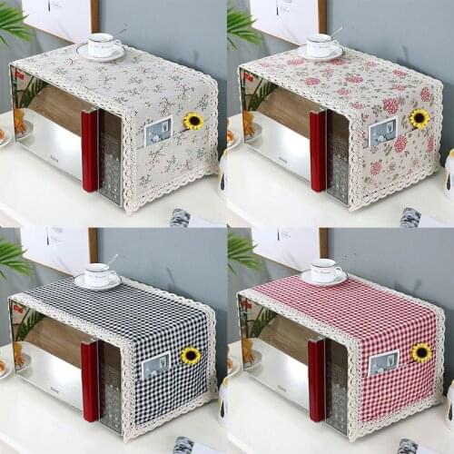 Kitchen Microwave Cover Dustproof Hood Oil Dust Cover Cotton Linen Microwave Oven with Storage Bag Protection Accessories