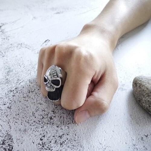 EDC Multi Function Skull Ring Bottle Opener Stainless Steel Skeleton Gothic Biker Punk Vintage Scar Jaw Male Alliance for Men