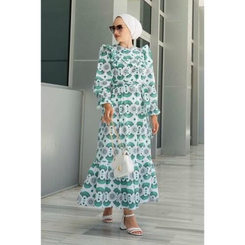 Front Frilly Patterned Dress muslim dress women african dresses for women abaya kaftan long dress formal dress formal dress aba