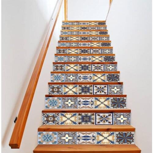 13pcs Self-adhesive innovative pvc stairs stickers European pattern DIY off-white Roman decoration home waterproof stickers