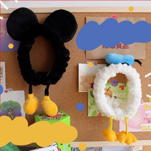 New Kawaii Cartoon Plush Hairband Soft 3D Anime Animal Duck Girls Ears Face Washing Clean Makeup Headband Women Hair Accessories