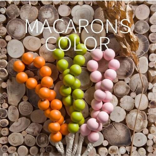One pair tieback curtain decorative modern Macarons color wood endless ball bandage Cotton rope ring buckles tie tape M361