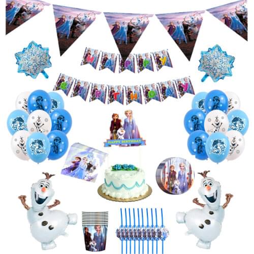 Disney Frozen 2- Kids Disposable Tableware, Anna and Elsa Princess Toys, Birthday Party Decorations, Furnishing Articles, Toys