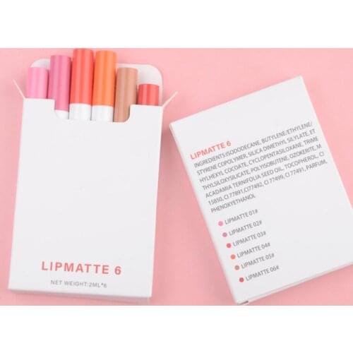 Wholesale 6pcs/set Matte Liquid Lipstick Waterproof Long Lasting Lipgloss Women Fashion Lip Glosses Makeup with Case No Logo