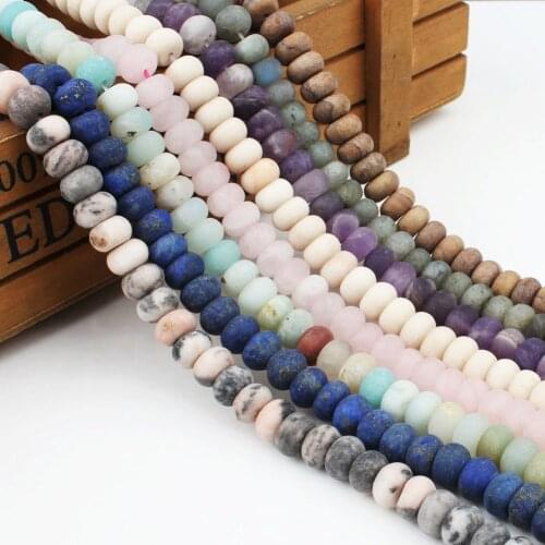 Wholesale Natural Matte Agates Jades Amethysts Beads 5*8mm Round Loose Stone Beads For Jewelry Making DIY Bracelet Accessories
