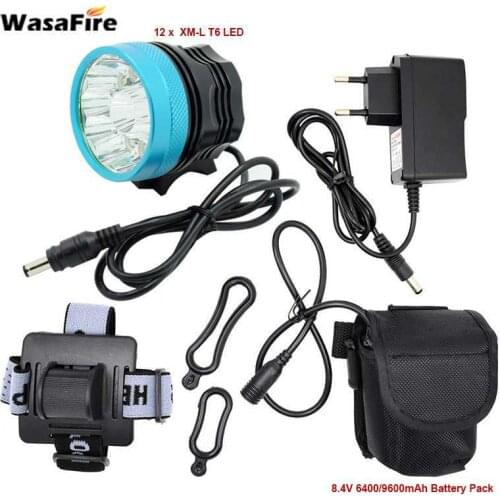 20000 lm 12* XML-T6 LED Bicycle Front Light 2 in 1 Cycling Bike Headlight Night Riding Lamp + 18650 Battery Pack + Charger