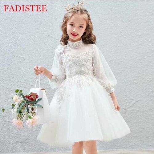 Flower Girl Dresses Lace Tulle Three Quarter Sleeves Girls Dresses Princess Dress Sukienka Dziewczynka платье детское