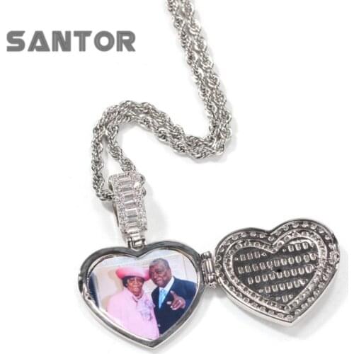 Customize Photo Pendant Heart Shape Open Gold Plated Picture Pendant Jewelry for Men Women Gift