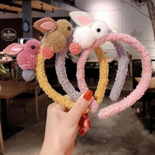 Cute animal hair ball rabbit Headband female Hair band Hair clip Korean headwear children hair Accessories Headwear ornaments