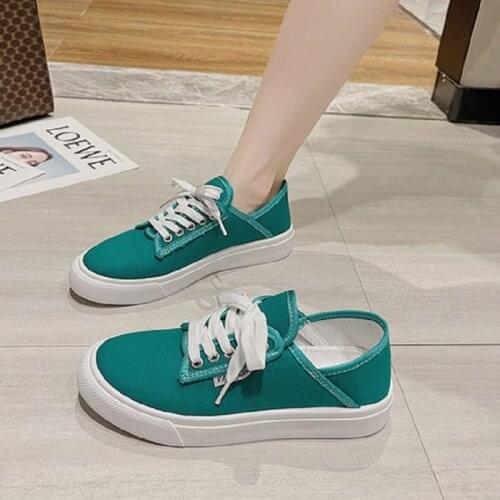 Simple Solid Color Canvas Shoes Spring And Summer New Everyday All-Match Low-Cut Lace Casual Womens Shoes