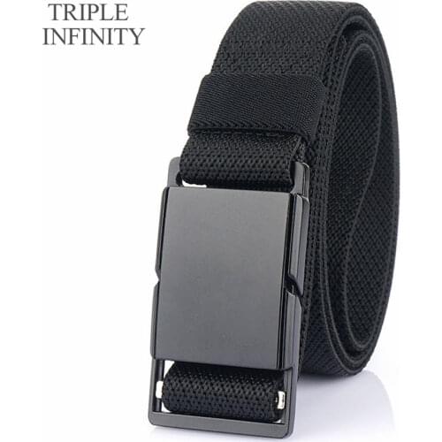 Fashion Men Belt High Quality Wear-resistant Quick Release Metal Magnetic Buckle Jeans Casual Nylon Tactical Belt 3.4cm Width
