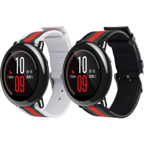 22mm Genuine Leather Strap Nylon Band for Huami Amazfit PACE for Huami GTR 2 GTR 47mm Replacement Watchband
