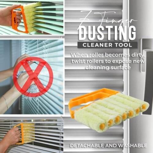 7 Finger Dusting Cleaner Tools For Venetian Blind Multi-Use Microfiber Window Air Conditioner Kitchen Cleaning Brush 3 Colors