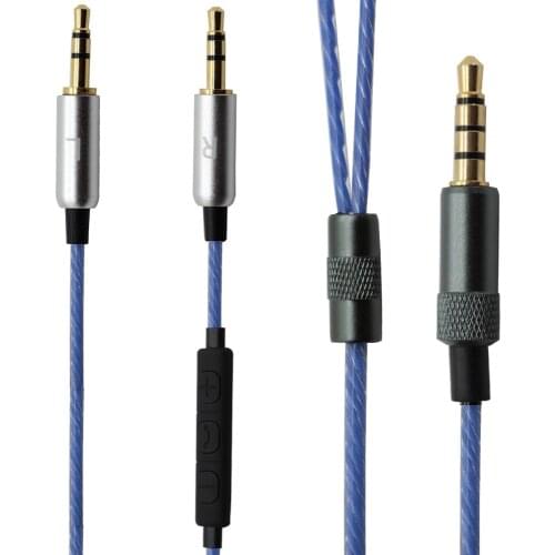 Blue Audio Cable for Sol Republic Master Tracks HD V8 V10 12 X3 Headphones Replacement Cables Cords with Mic and Volume Control