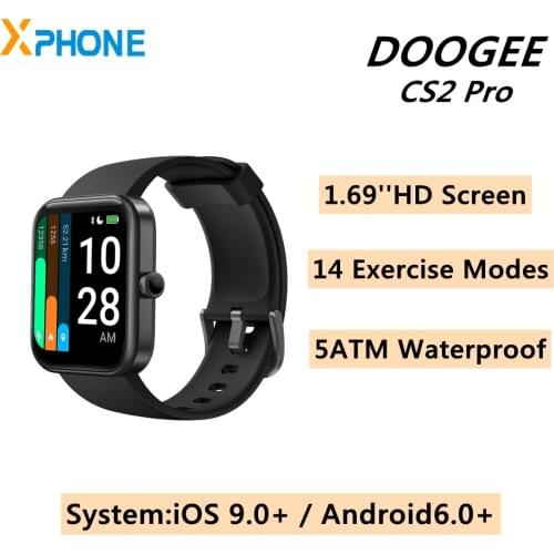 DOOGEE CS2 Pro Smart Watch 1.69'' LCD Color Screen 5ATM Waterproof Support 14 Exercise Modes 300mAh Battery Smart Watch